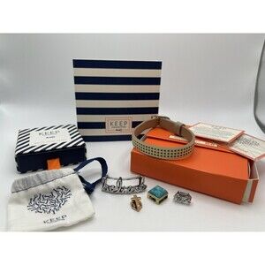 Keep Collective Single Leather Band Triangle Perf In Natural Tan & 4 Charm Lot